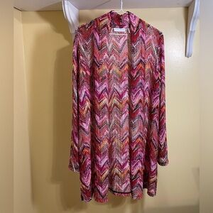 Susan Graver Pink and Red Chevron Duster